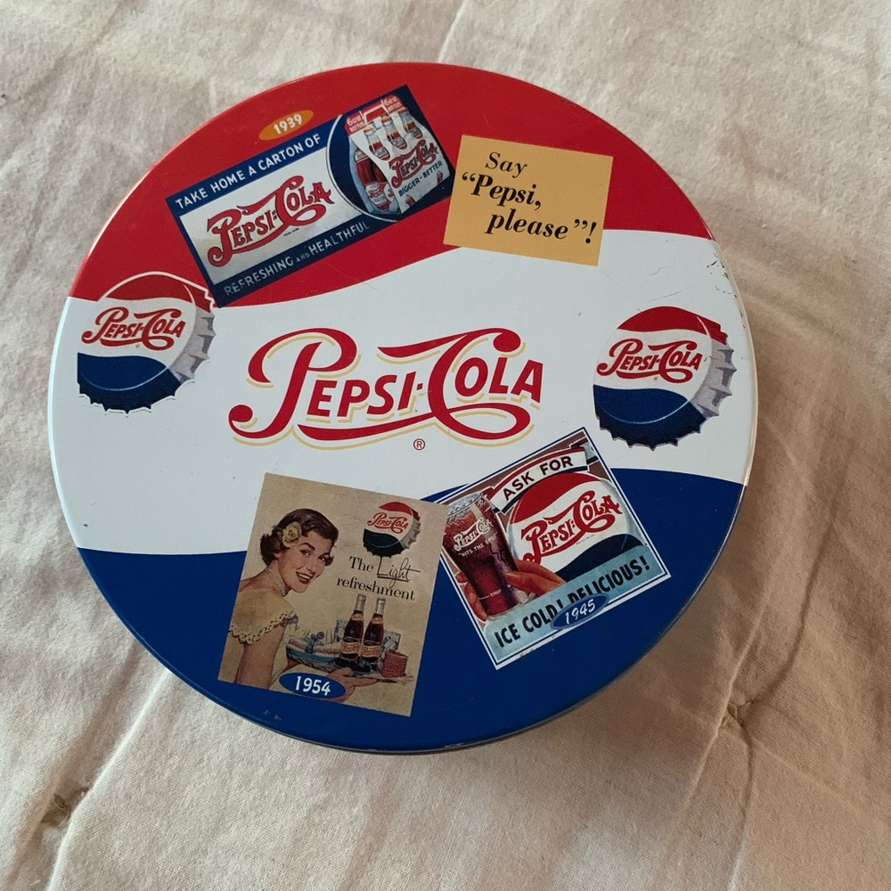 Pepsi Retro Red White and Blue Round Tin